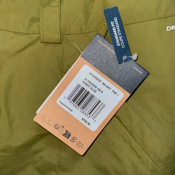 The North Face Women Sz XS Short freedom insulated Snow Ski bib Forest Olive New - Picture 9 of 16